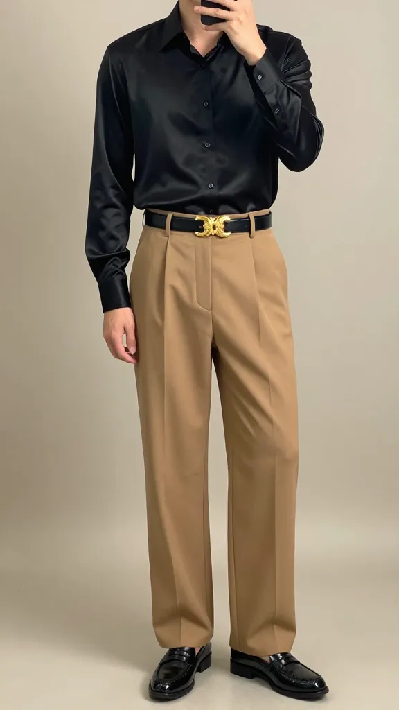 Are These Men 70s Outfits Making a Comeback? 11 Satin Shirt and Wide-Belted Trousers