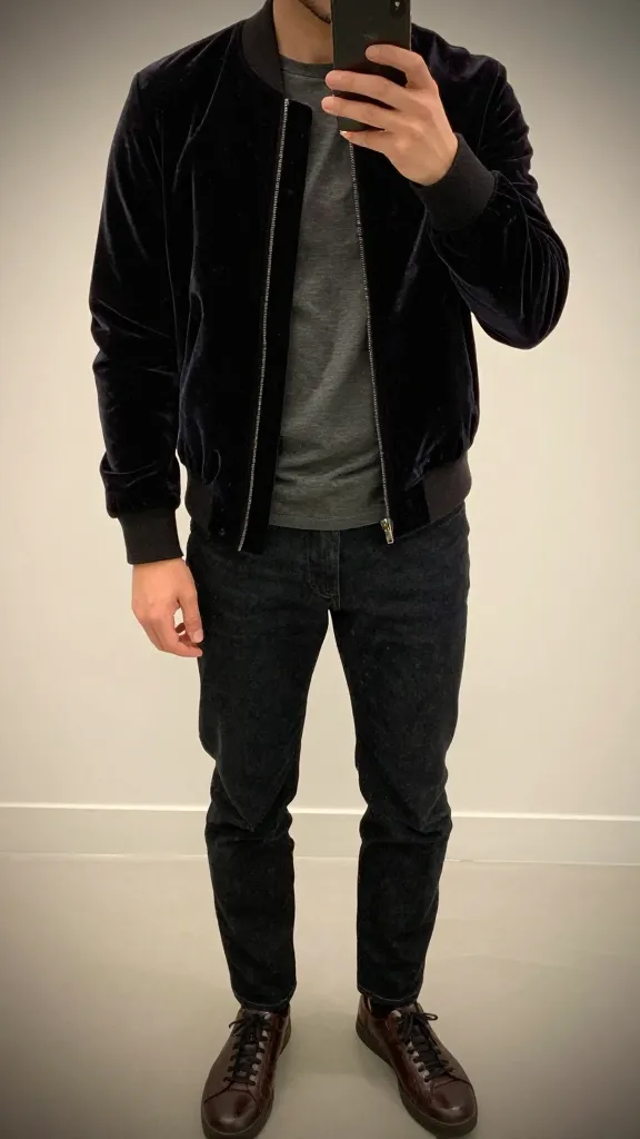 Men 90s Fashion: 12 Retro Reboot for Modern Style 11 Tee + Velvet Bomber