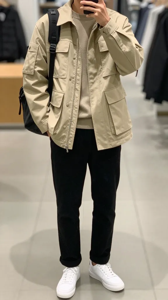 Streetwear Men Style: 7 Fresh, Wearable Outfits That Turn Heads 4 Techno-Tactile Layering: Cargo Jacket Over Crewneck And Slim Trousers