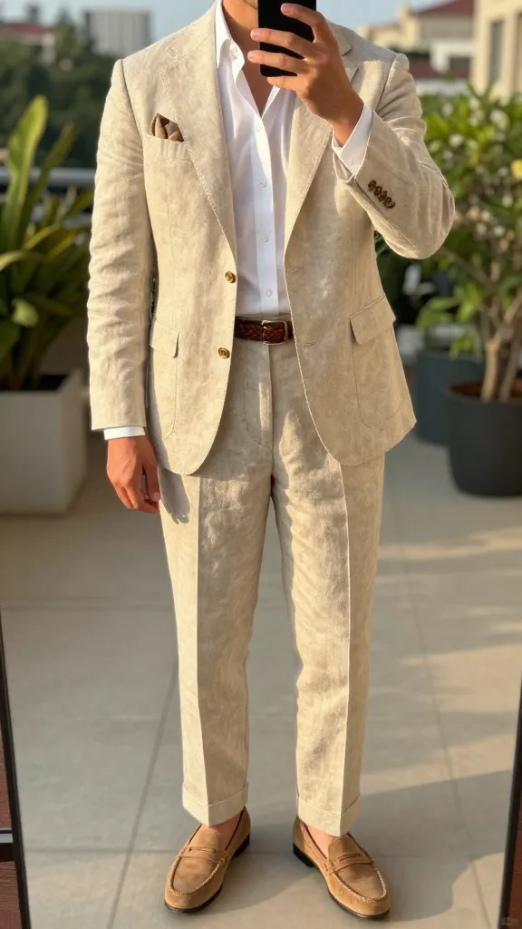 13 Men's Formal Outfits That Actually Make You Want to Get Dressed Up 9 The Dapper Linen-Blend Summer Suit