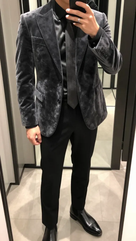 13 Men's Formal Outfits That Actually Make You Want to Get Dressed Up 10 The Charcoal Velvet Blazer + Black Tailored Trousers