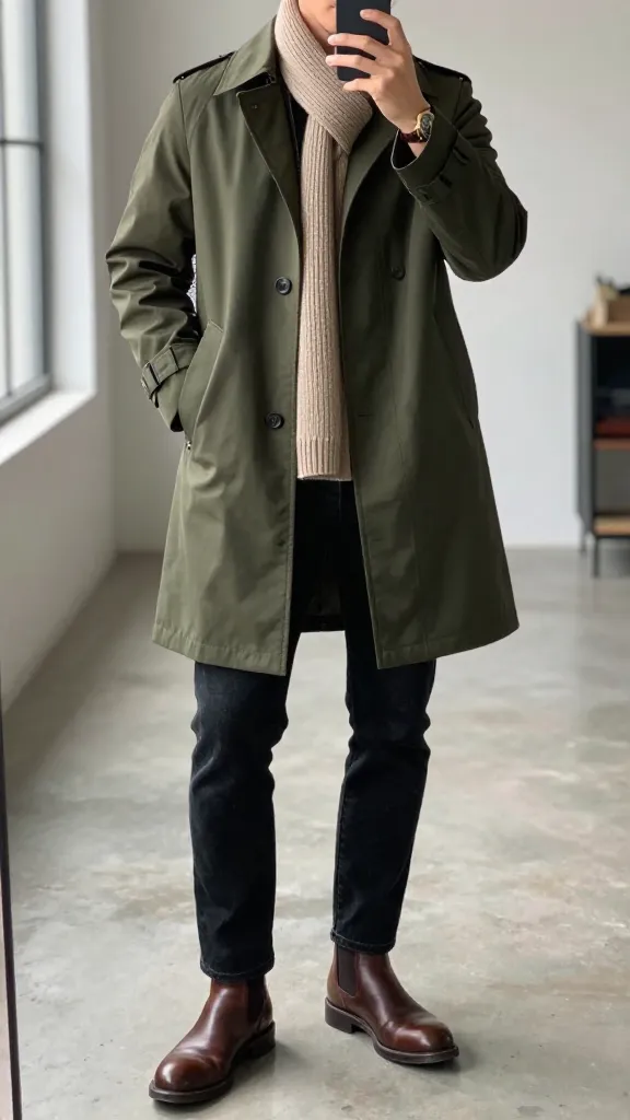 Military Style Outfits: 11 Bold Looks to Elevate Your Wardrobe 3 Commanding Field Coat & Slim Tunked Jeans Ensemble
