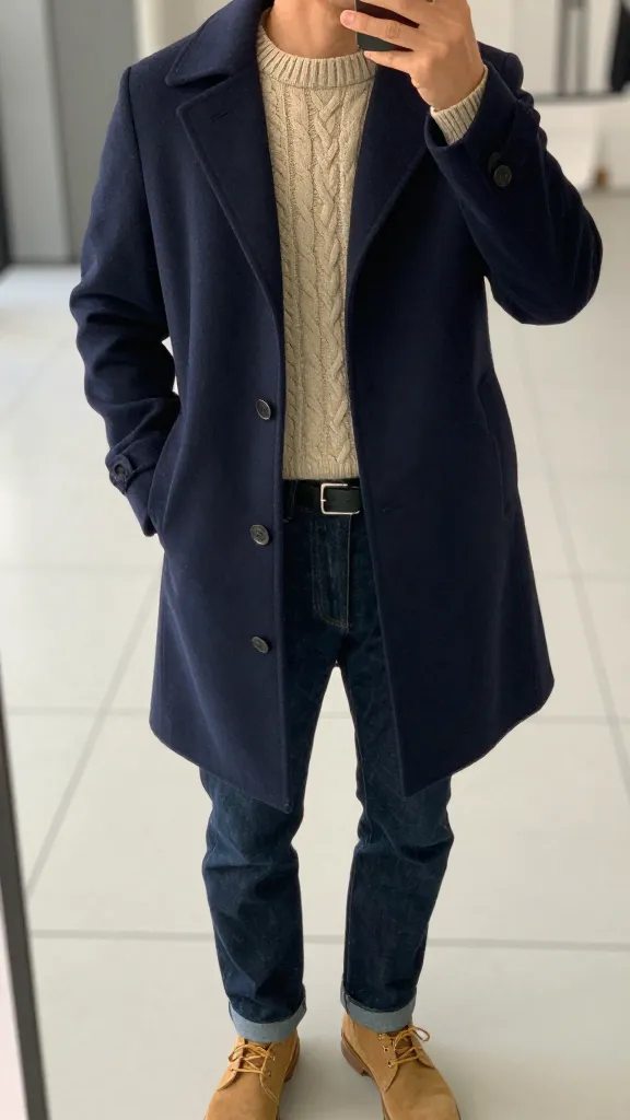 Military Style Outfits: 11 Bold Looks to Elevate Your Wardrobe 5 Navy Peacoat With Textured Knit For Classic Commander Vibe
