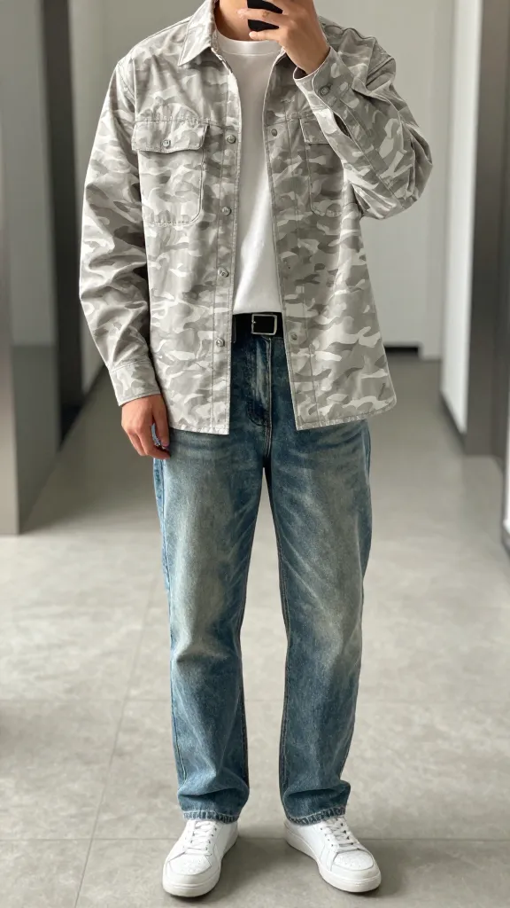 Military Style Outfits: 11 Bold Looks to Elevate Your Wardrobe 8 Lightweight Camo Shirt Jacket With Clean Lines