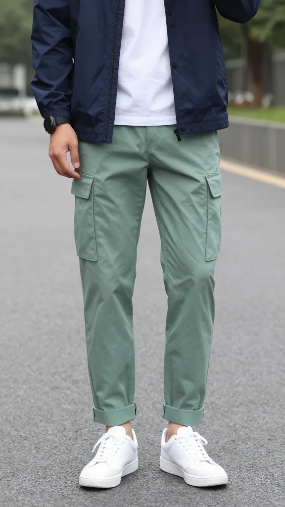 Military Style Outfits: 11 Bold Looks to Elevate Your Wardrobe 10 Sage Green Cargo Pants With Crisp White Tee
