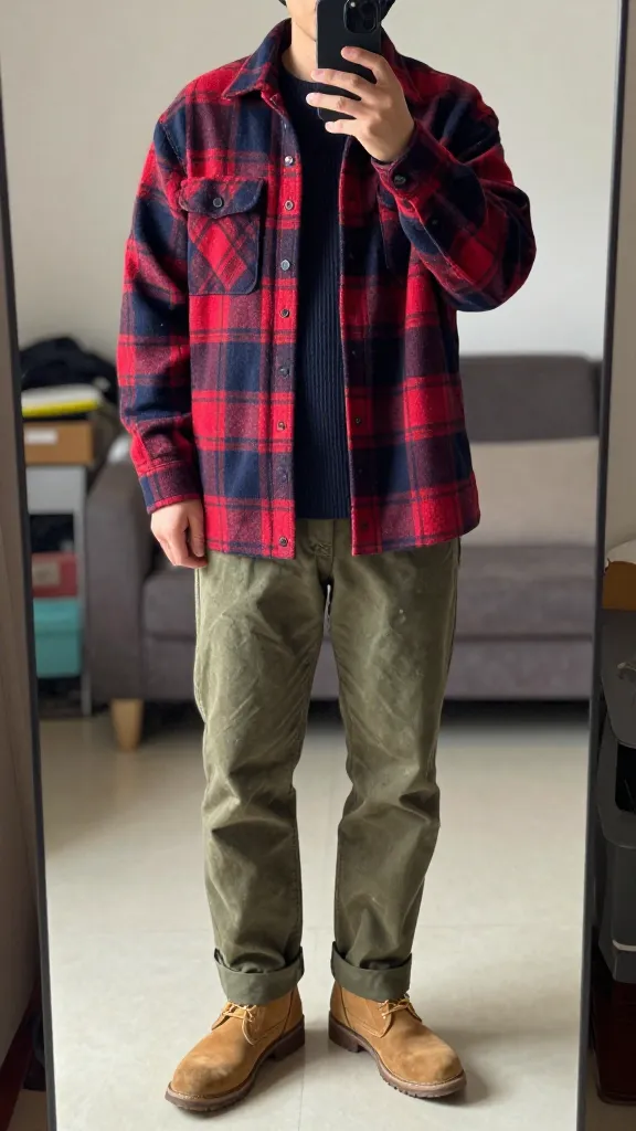 Men’s Fall Flannel Outfits: 9 Cozy, Bold & Street-Ready 5 Weekend Explorer: Flannel Shacket + Knit Cap Ensemble