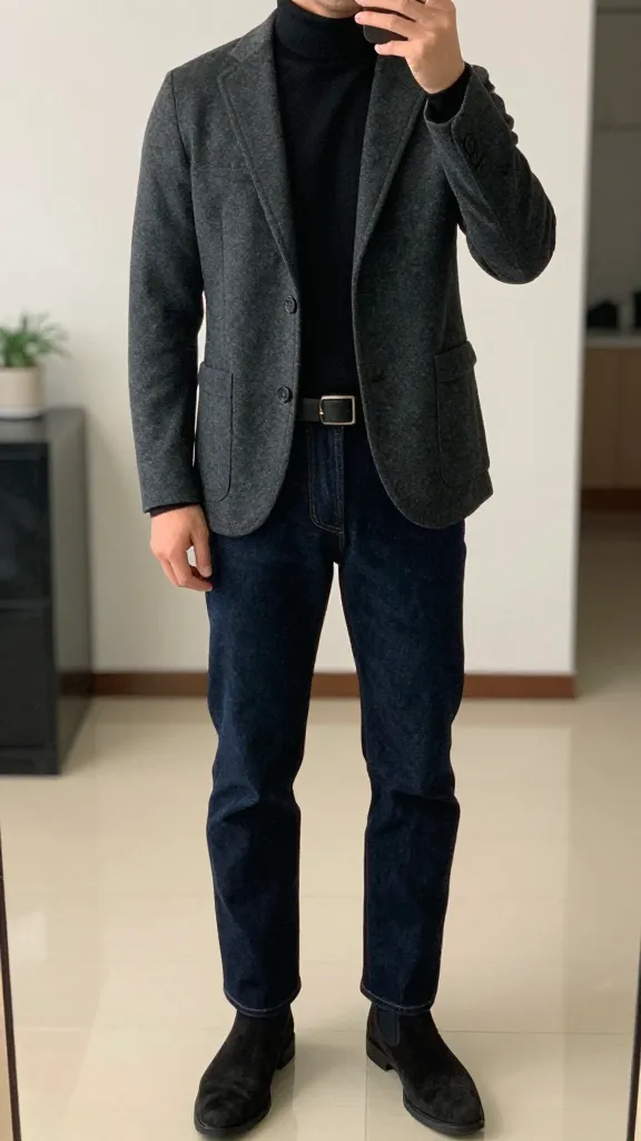 7 Fall Jeans for Men: Cozy, Sharp Fits 7 Modern Workwear-Inspired Dark Denim + Knit Blazer