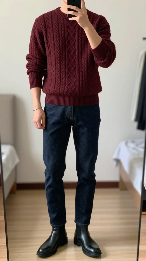 Men’s Casual Fall Outfits: 13 Cozy Nordic Looks for Weekend Elevation 7 Statement Knit + Dark Denim Duo That Never Misses