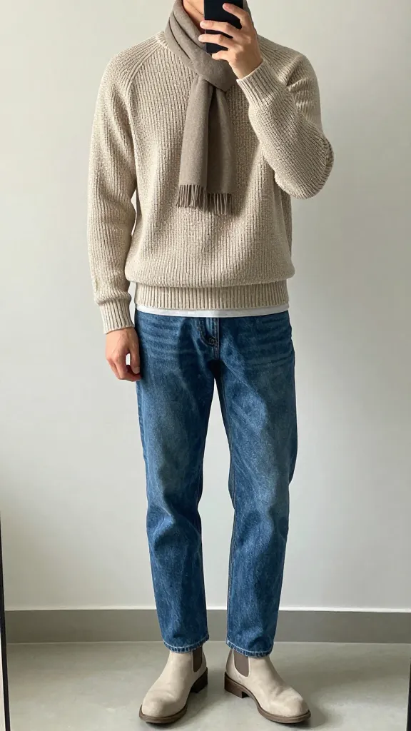 Men’s Casual Fall Outfits: 13 Cozy Nordic Looks for Weekend Elevation 13 Textured Knit + Straight-Leg Duo