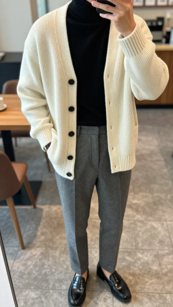 Men’s Casual Fall Outfits: 13 Cozy Nordic Looks for Weekend Elevation 14 Chunky Cardigan With Sharp Shoes