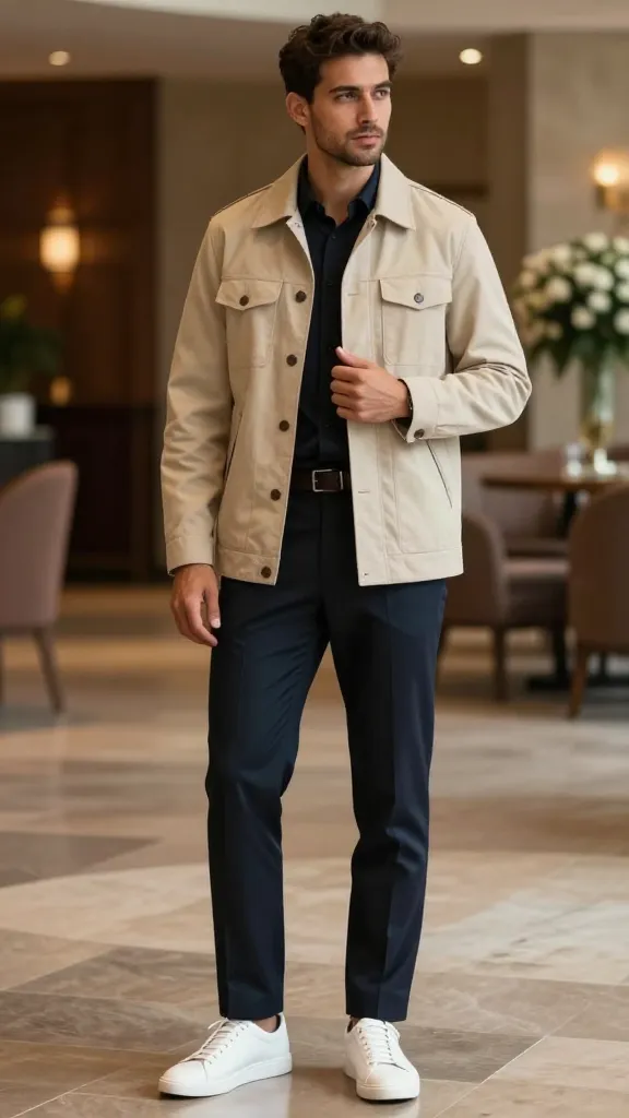 9 Men’s Wedding Attire Ideas That Turn Heads 11 Tech-Ready Groom Look: Lightweight Field Jacket Over Suit