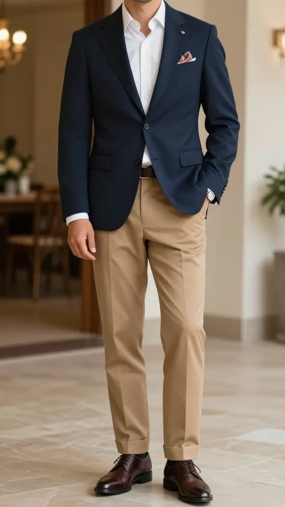 Men’s Summer Wedding Guest Attire: 8 Styles You’ll Actually Want to Wear 7 Navy Blazer, White Shirt, Tan Chinos: The All-Rrounder Uniform That Slays Every Invite
