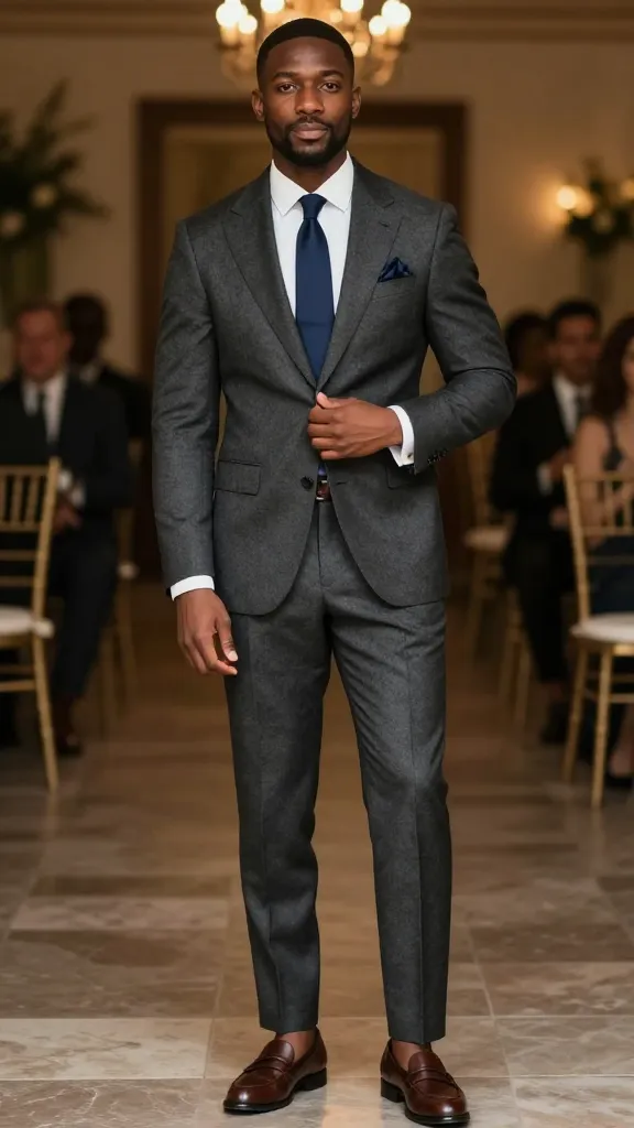 7 Wedding Guest Outfits Black Men: Sharply Styled 5 Charcoal Bloom: Light Breathability With Full Formality
