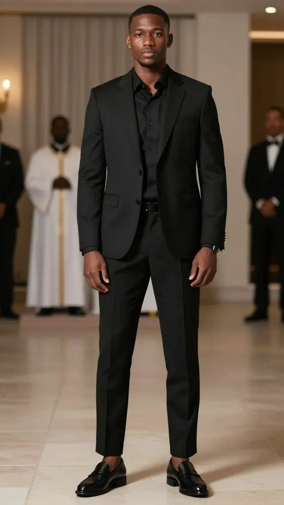 7 Wedding Guest Outfits Black Men: Sharply Styled 9 Mono-Chic: All-Black Ensemble That Feels Fresh