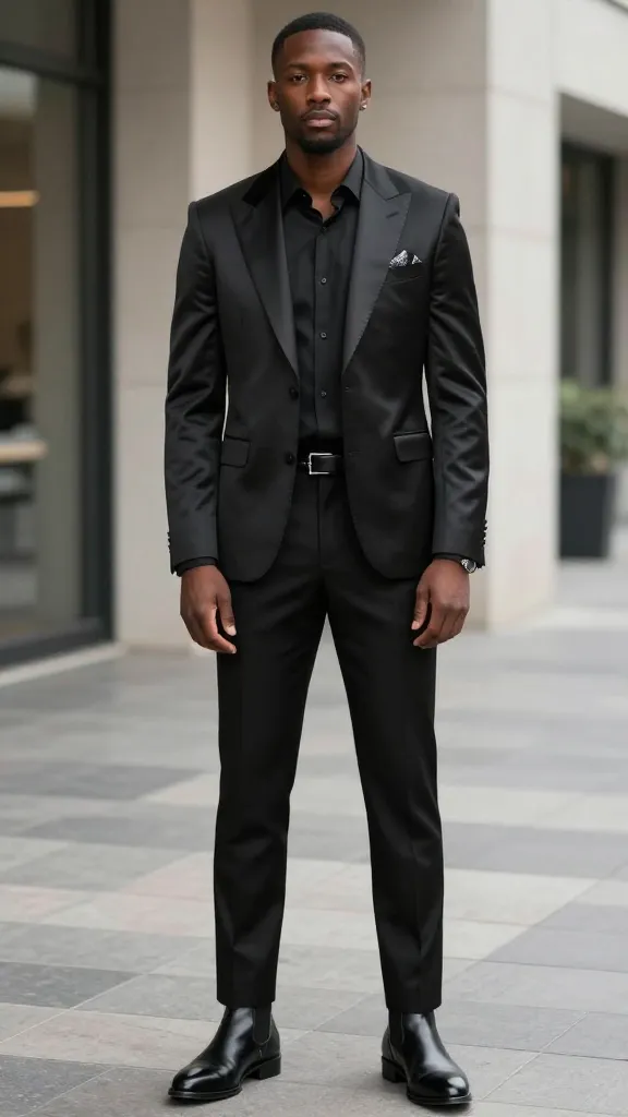 13 Wedding Attire Black Men: Sharp Guest Looks 6 Black Band-Candied Suit With Subtle Shine