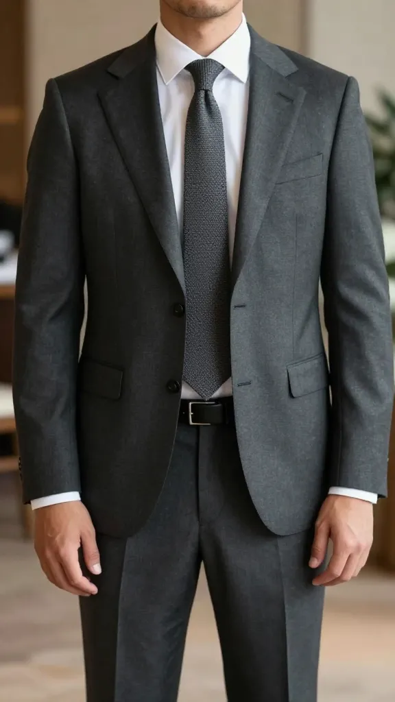 Semi-Formal Men’s Wedding Attires: 12 Sharp, Effortless Looks 5 Charcoal Suit + Soft Merino Knit Tie That’s Surprisingly Comfortable