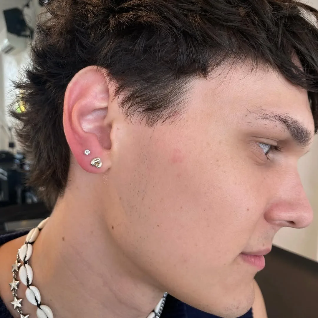 12 Men Ear Piercing: The Look book You Need Now 4 Double Lobe Piercing