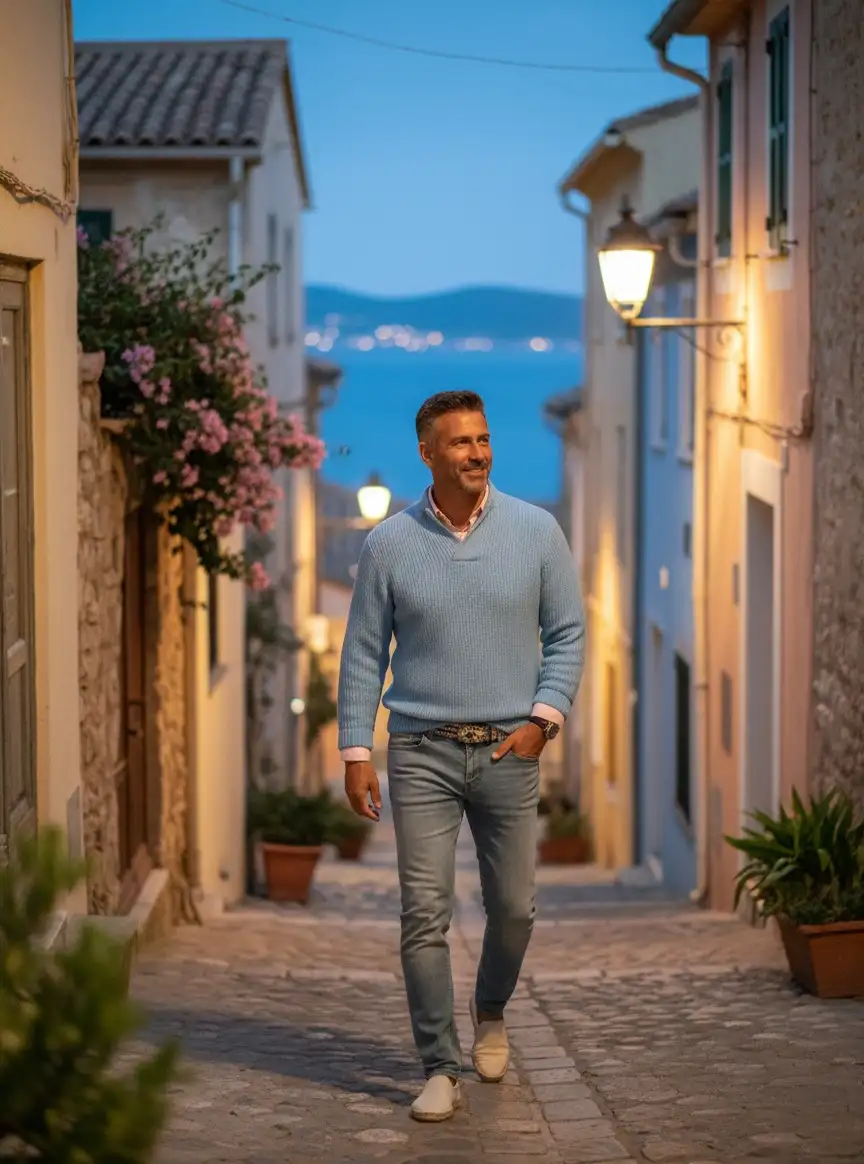 Light Blue Jeans Outfit Men Over 40 Actually Look Good In 10 Light Blue Sweater and Loafers