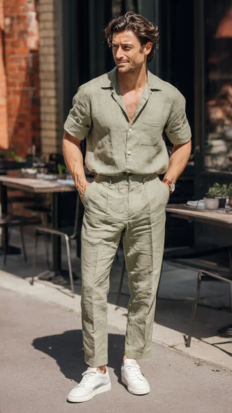Men’s Summer Clothes That Make Hot Days Look Good 3 Linen Shirt Set