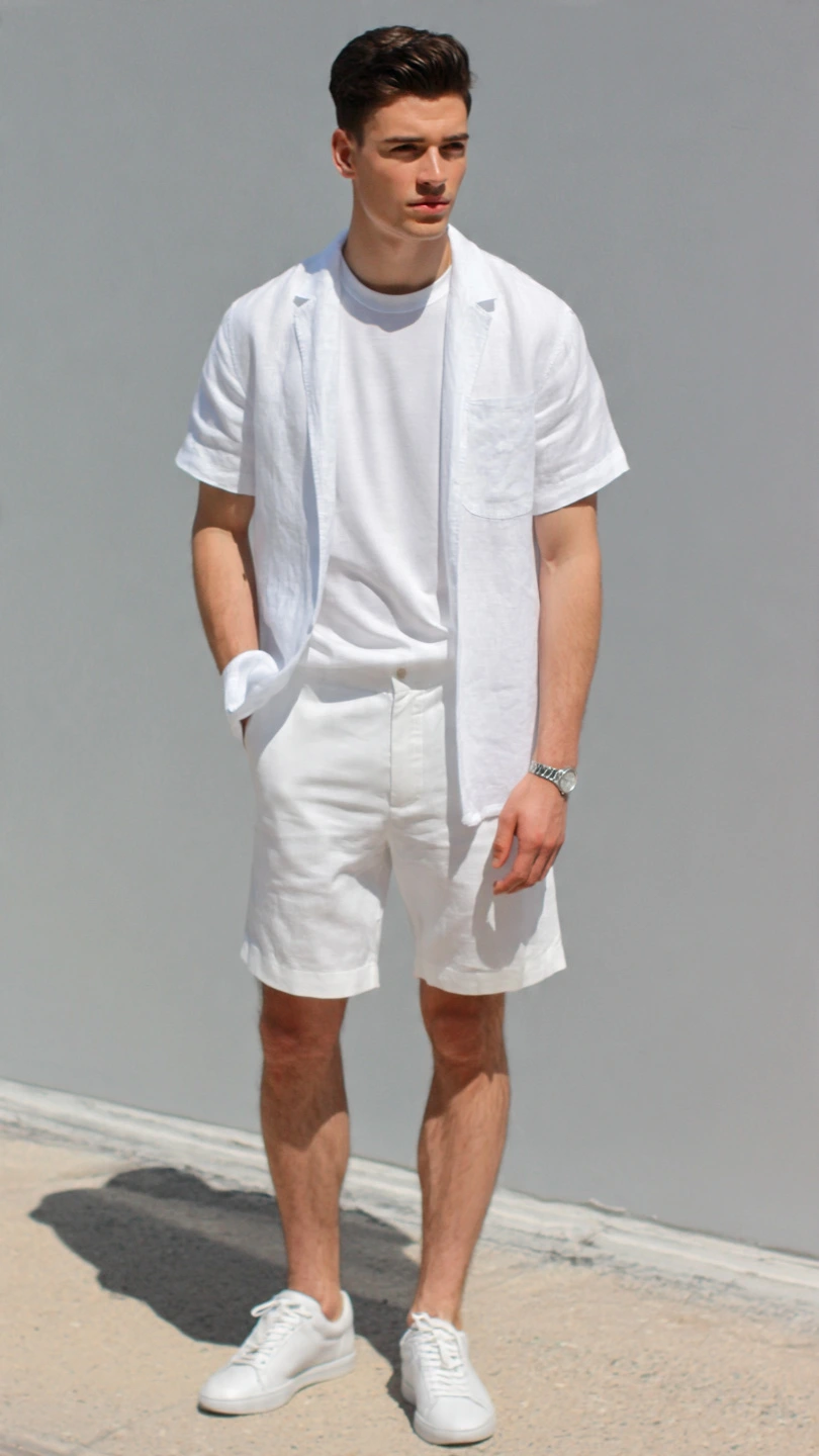 Easy Men’s Summer Outfits for Every Occasion 14 Minimalist All-White Build