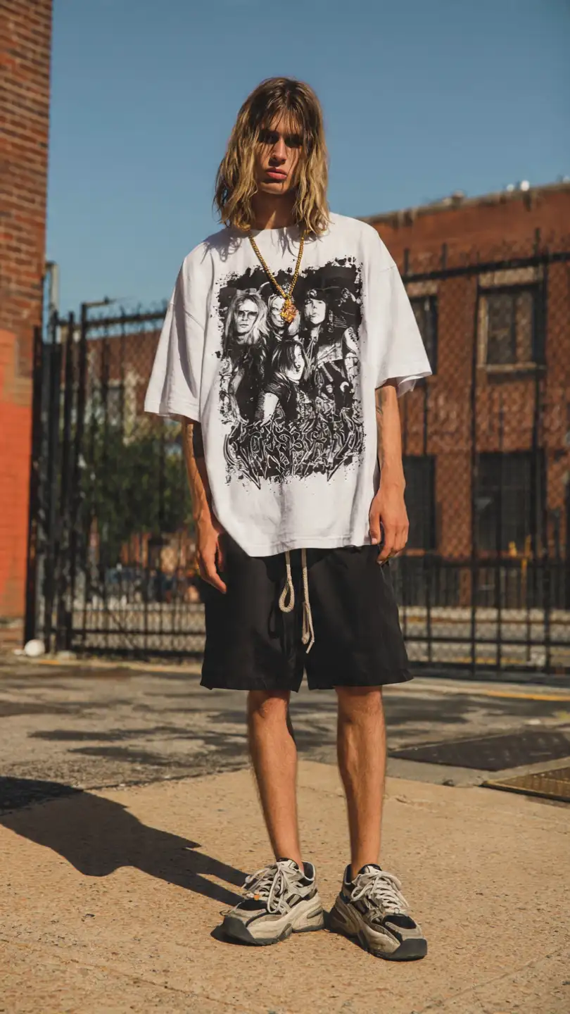 9 Men's Summer Looks That Actually Hold Up in the Heat 8 Oversized Graphic Tee + Relaxed Shorts