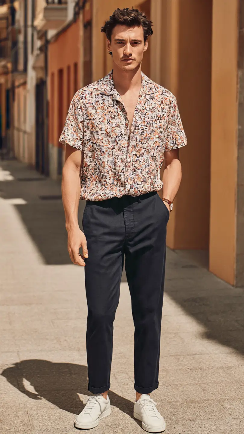 Spain Outfits for Men for a Sharp European Look 8 Short-Sleeve Camp Collar Shirt — The Granada Statement
