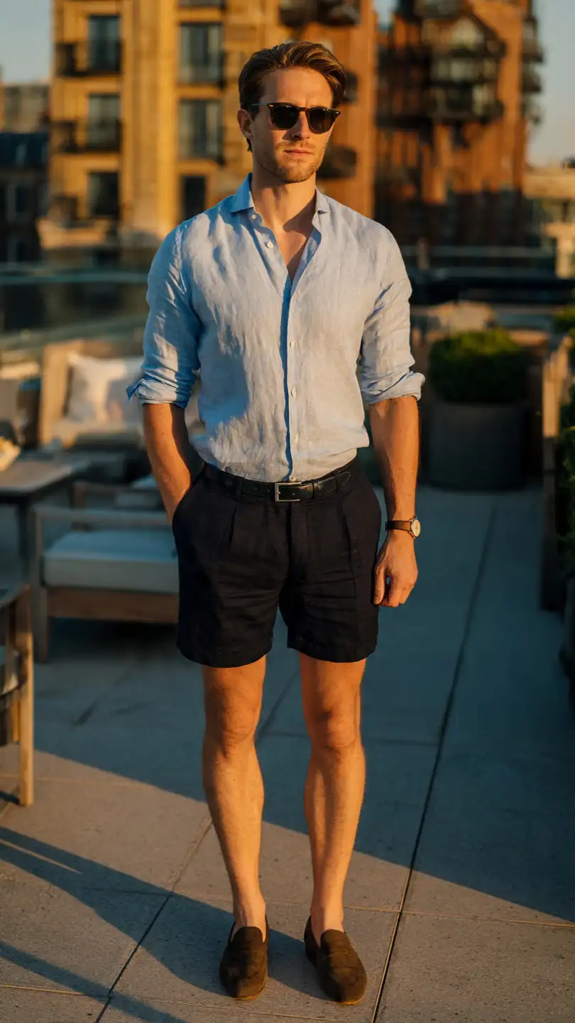 9 Men's Summer Looks That Actually Hold Up in the Heat 10 Smart Shorts + Tucked Linen Shirt