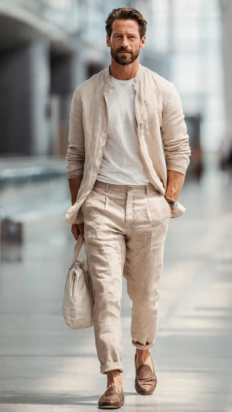 Men Summer Vacation Outfits for Every Getaway 5 The All-Linen Travel Outfit