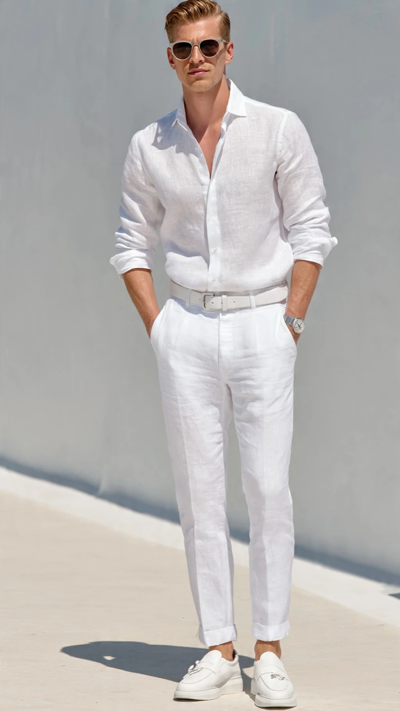 11 Stylish Men Summer Wear Ideas for Hot Days 12 The All-White Combo