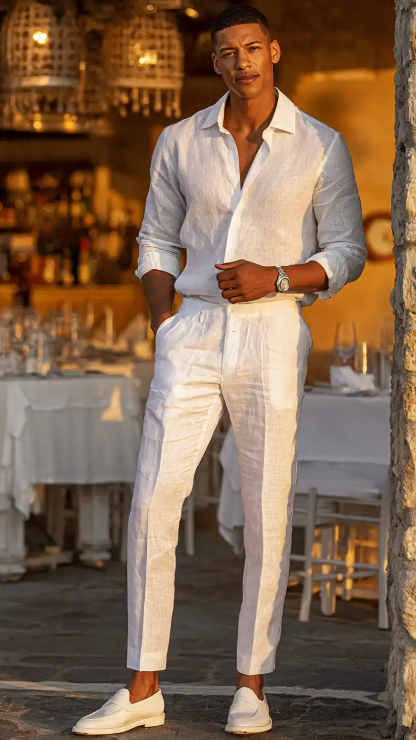 10 Men Summer Dinner Outfit Ideas for Every Occasion 5 The All-White Outfit