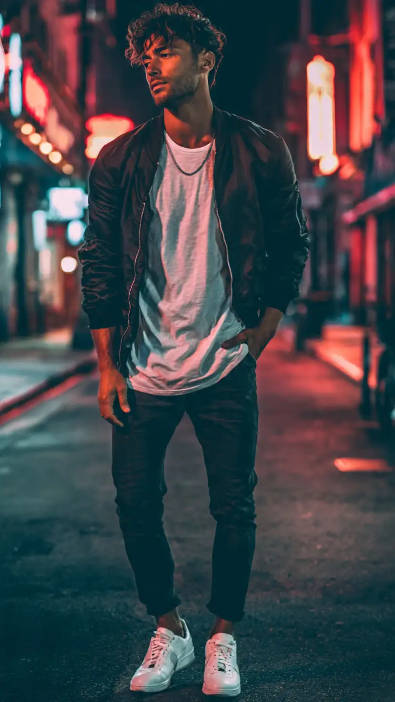 What Makes the Perfect Men Summer Night Outfit? 9 The Bomber + Tee