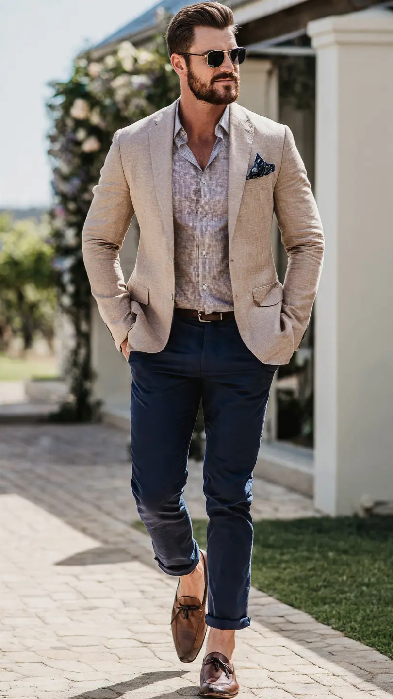 Men Summer Wedding: 10 Outfits That Actually Won't Wreck You by 4 PM 7 The Chinos and Blazer Combo