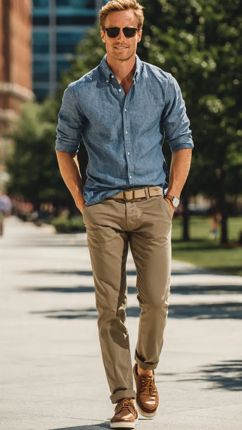 Men Summer Business Casual Looks for Work & Beyond 7 The Chinos and Casual Shirt Combo