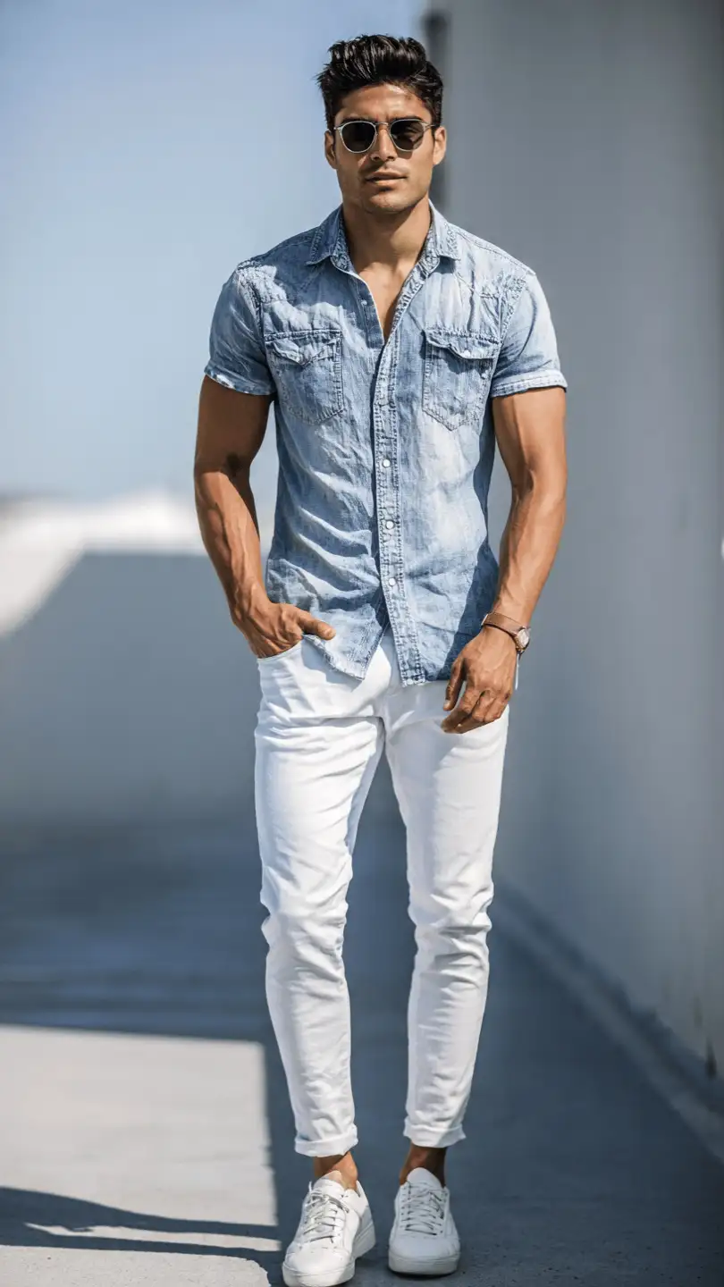 What Makes a Men Summer Date Outfit Look Instantly More Attractive? 11 The Denim Shirt Outfit
