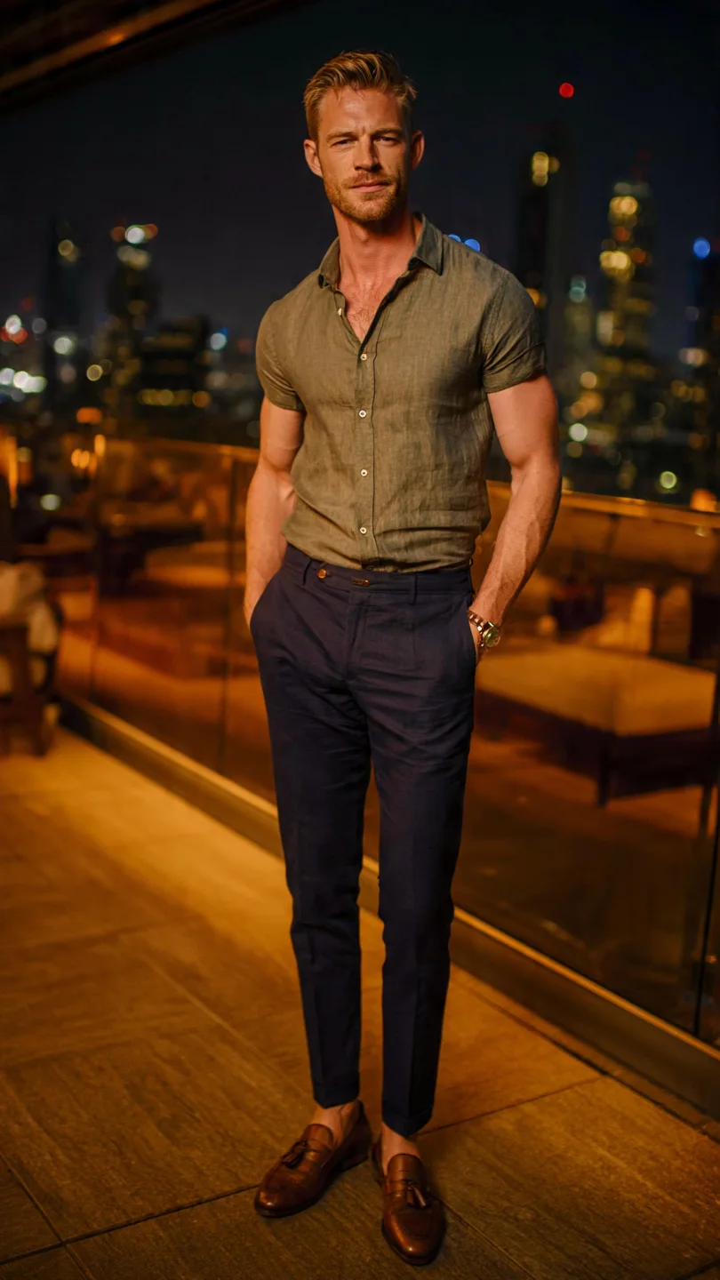 Vacation Outfits for Men for Every Travel Plan 12 The Elevated Casual — Last Night of the Trip Energy