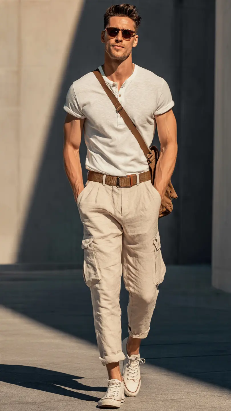 Men's Summer Linen: 12 Easy Looks That Always Work 14 The Linen Cargo Combo — Function Meets Texture