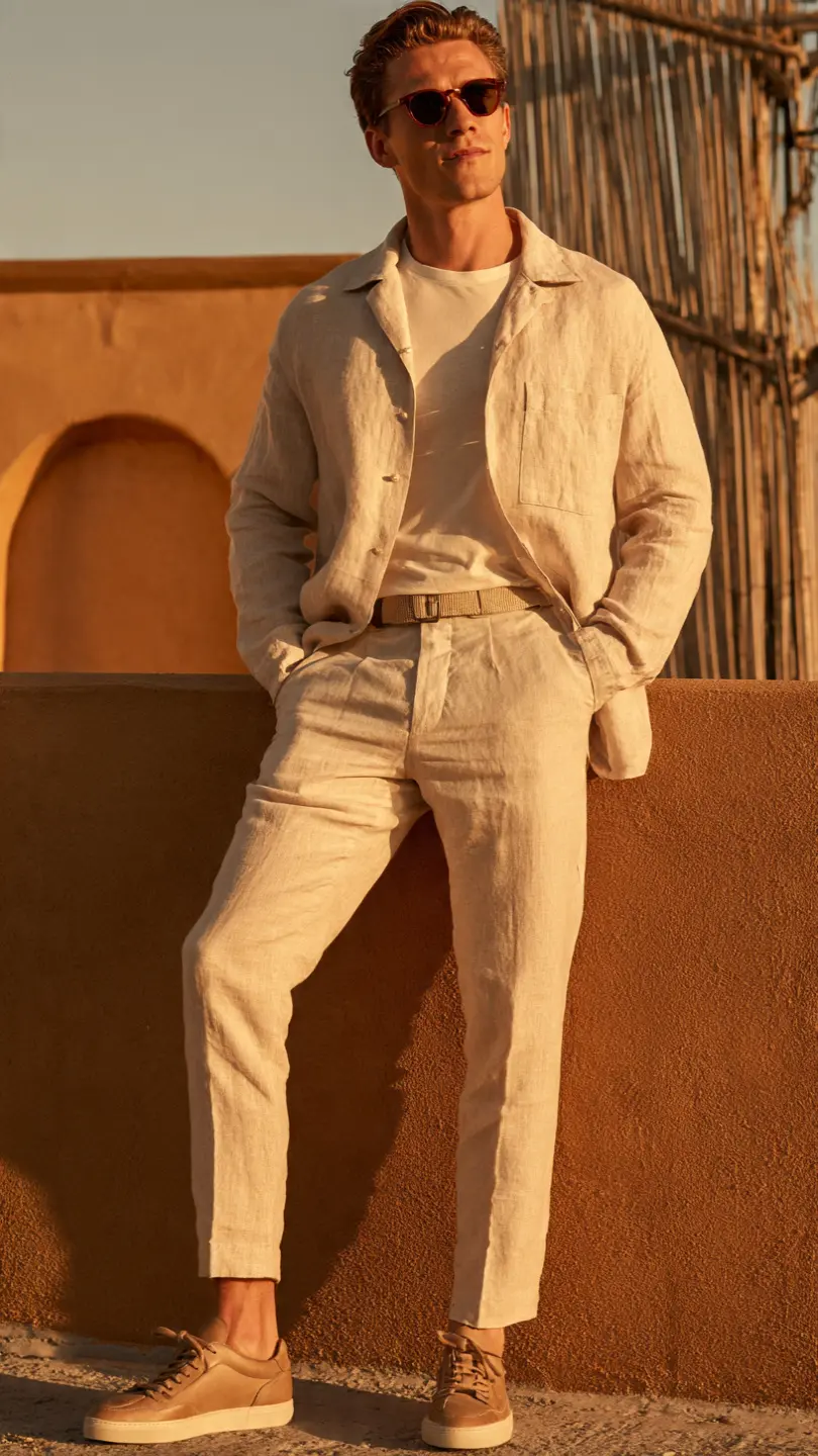 Men's Summer Linen: 12 Easy Looks That Always Work 7 The Linen Overshirt Combo — Layering for Warm Evenings