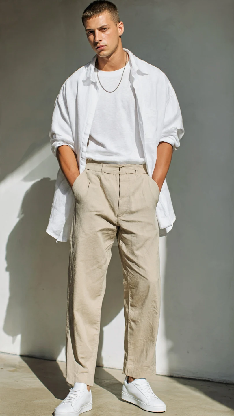 12 Quiet Luxury Men Summer Styles That Actually Look Expensive 5 The Linen Shirt Open Over a Tee