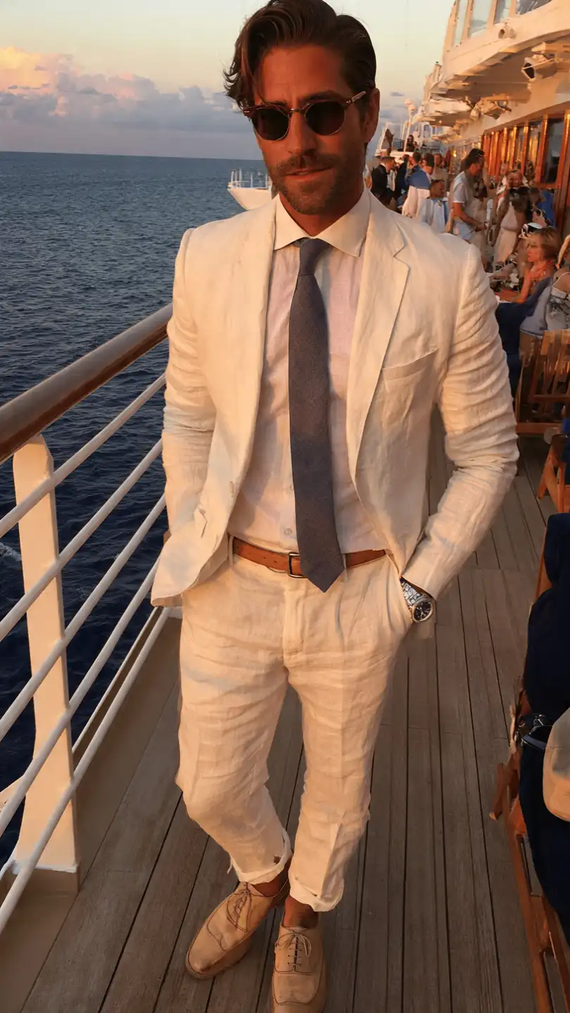 Cruise Outfits for Men: From Deck to Dinner 6 The Linen Suit — Formal Night Without the Stiffness