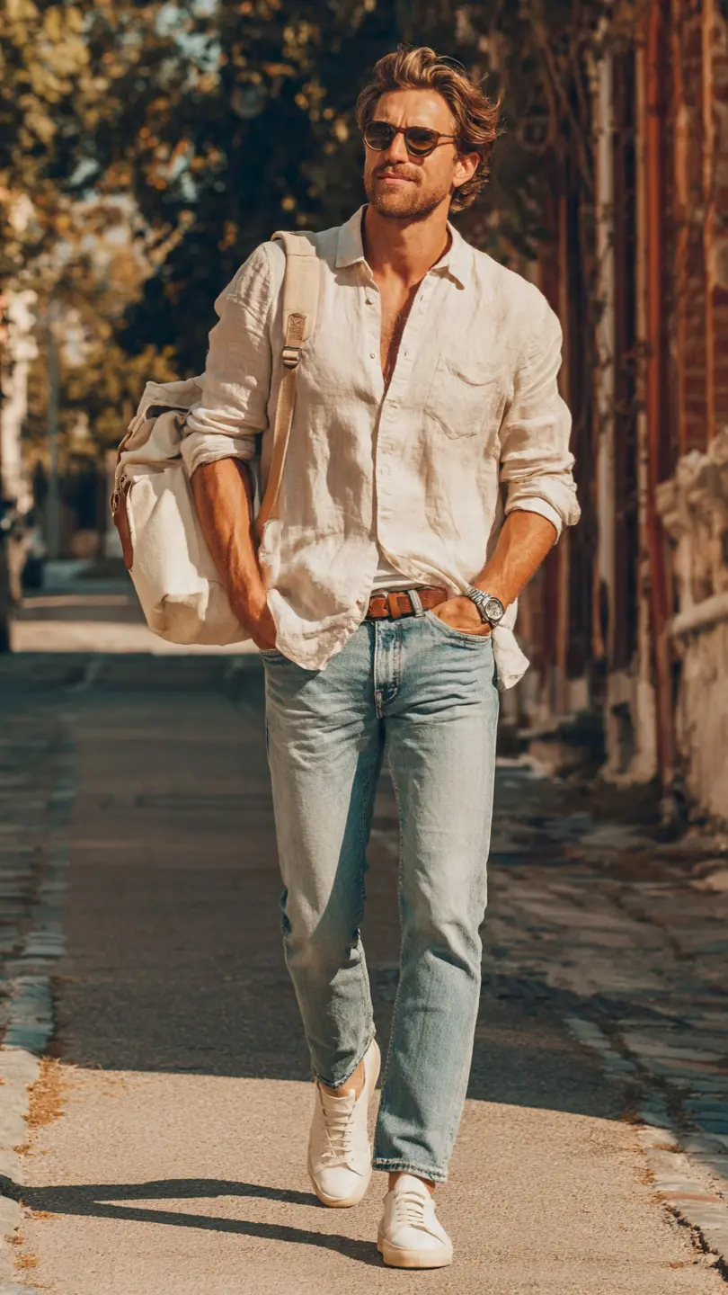 Men's Summer Linen: 12 Easy Looks That Always Work 8 The Linen and Denim Combo — The Texture Contrast Play