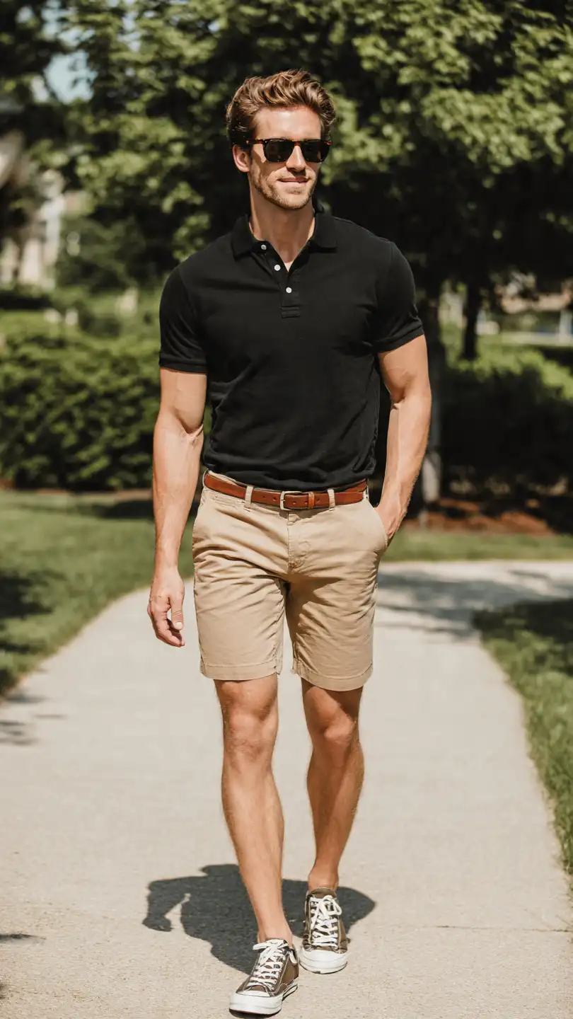 11 Stylish Men Summer Wear Ideas for Hot Days 6 The Polo and Chino Shorts Combo