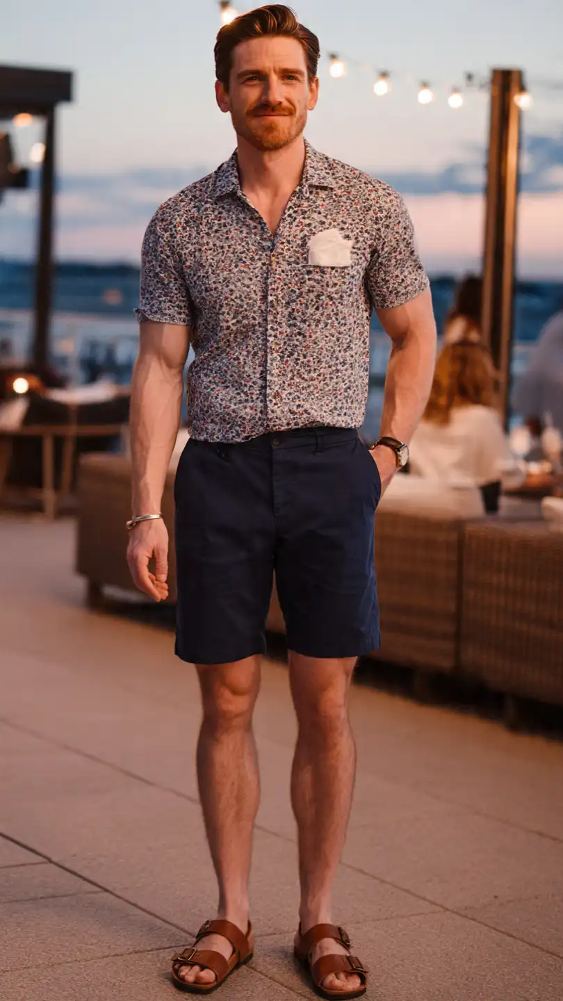 10 Men Summer Dinner Outfit Ideas for Every Occasion 4 The Resort Shirt and Tailored Shorts