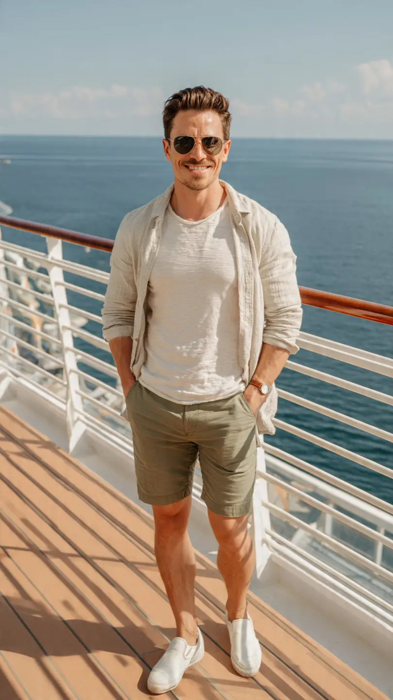 Cruise Outfits for Men: From Deck to Dinner 8 The Sea Day Lounger — Relaxed but Not Lazy