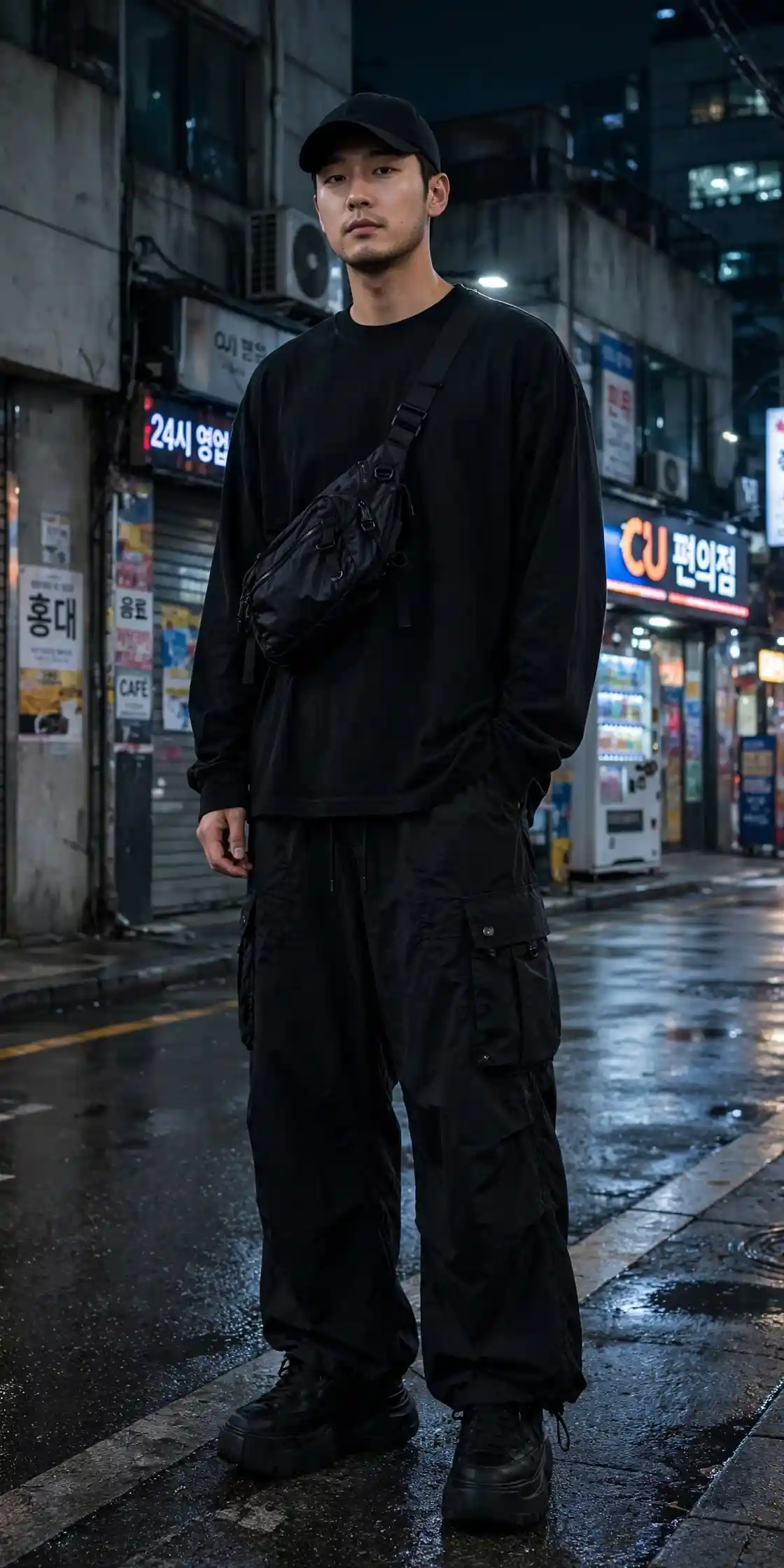 Korean Outfits for Men: 8 Ideas That Always Look Effortless 11 All Black Korean Street — The No Excuse Uniform