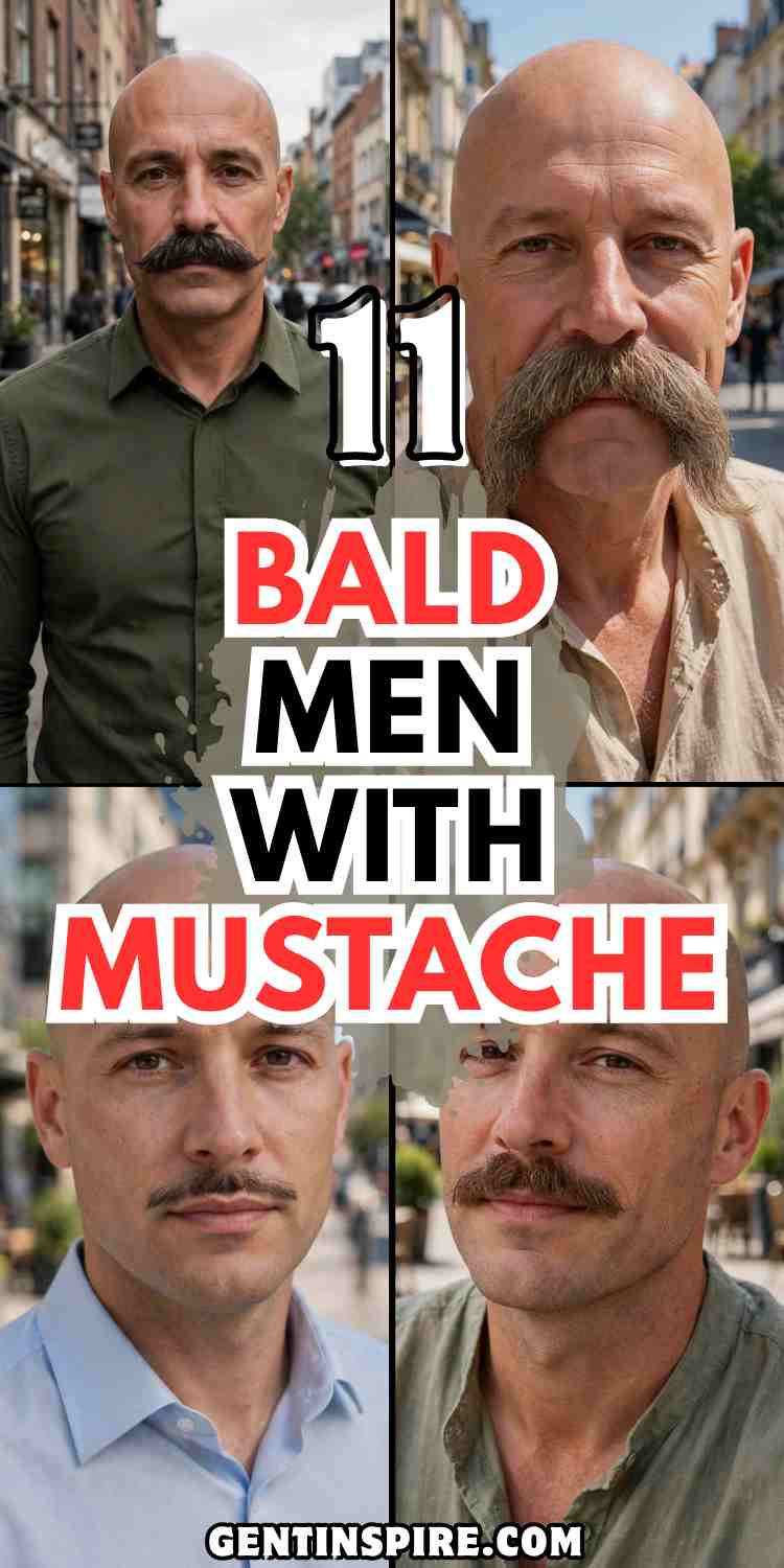 Bald Men with Mustache: 11 Timeless Style Ideas 1 Bald Men with Mustache