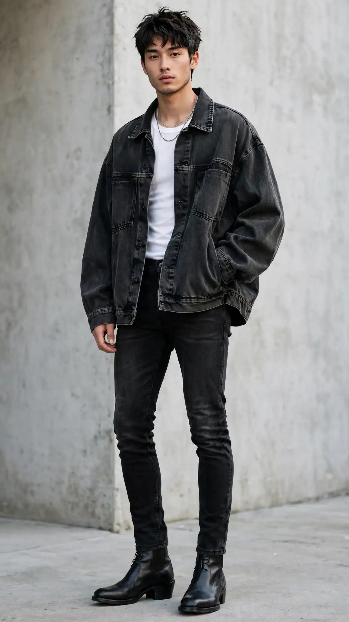 Black Skinny Jeans and Oversized Jacket