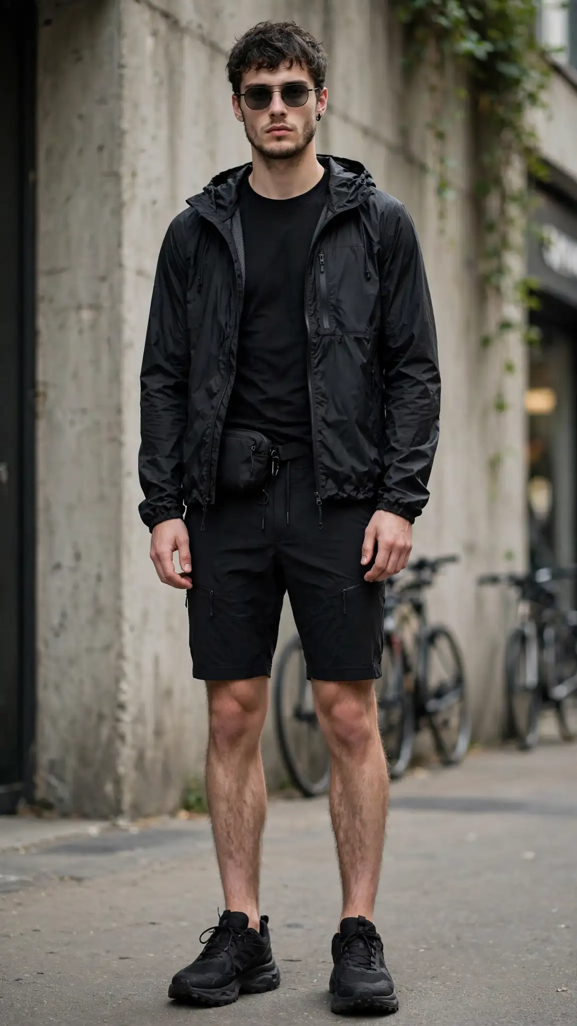Summer Goth Outfits: 14 Ideas That Feel Cool & Edgy 15 Black Technical Jacket and Shorts