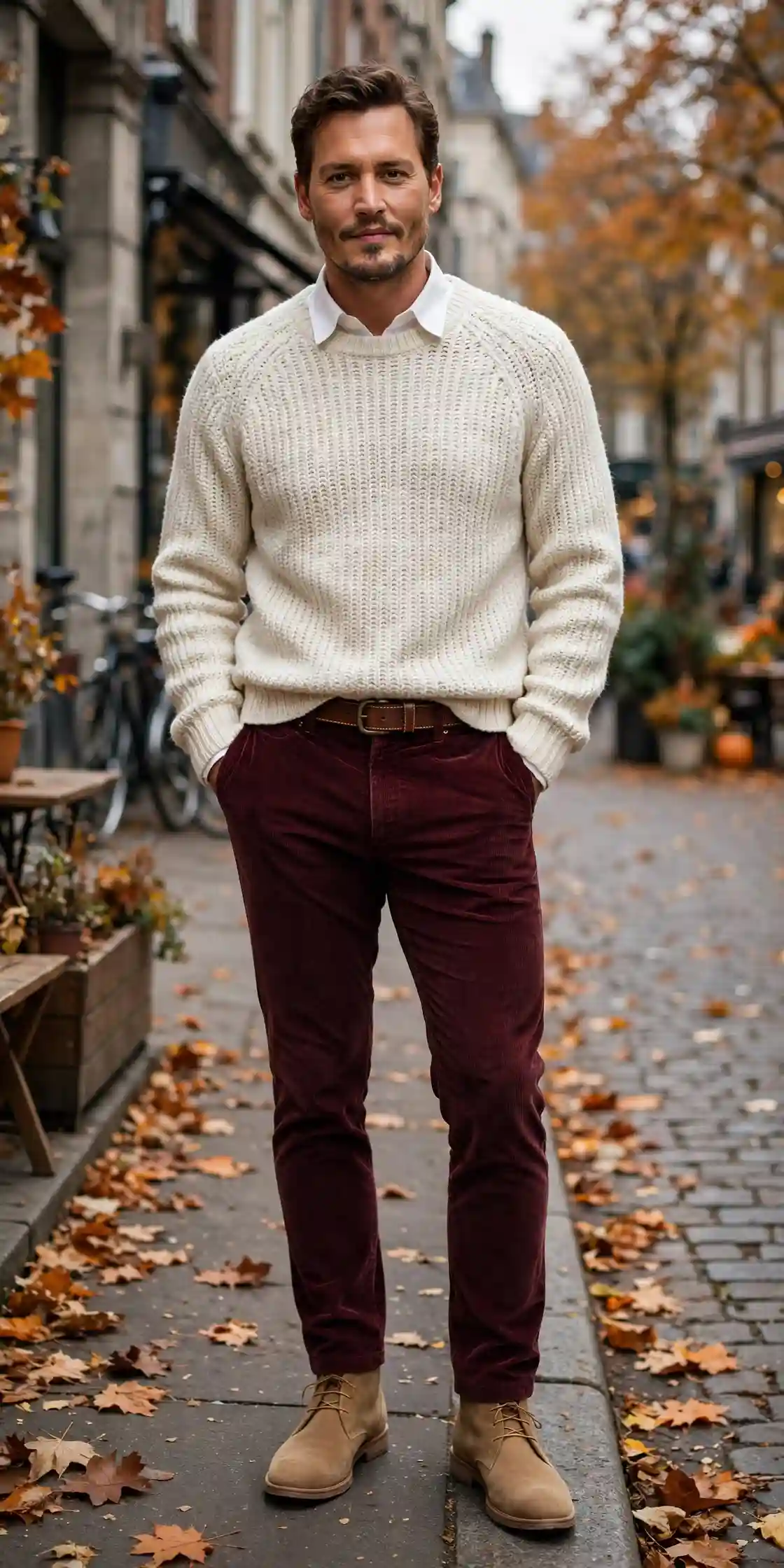 Men Autumn Outfits That Make Getting Dressed Easy 6 Burgundy Cord Trousers