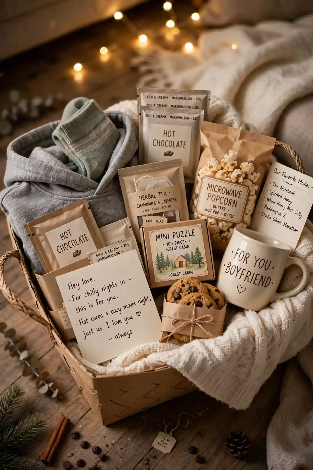 Boyfriend Gift Basket Ideas He’ll Actually Love 2 Cozy Night-In Boyfriend Gift Basket
