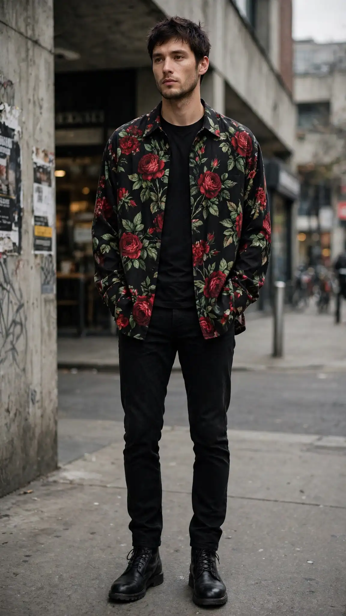 Dark Florals and Black Denim